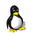The Linux mascot, Tux, waddling along.